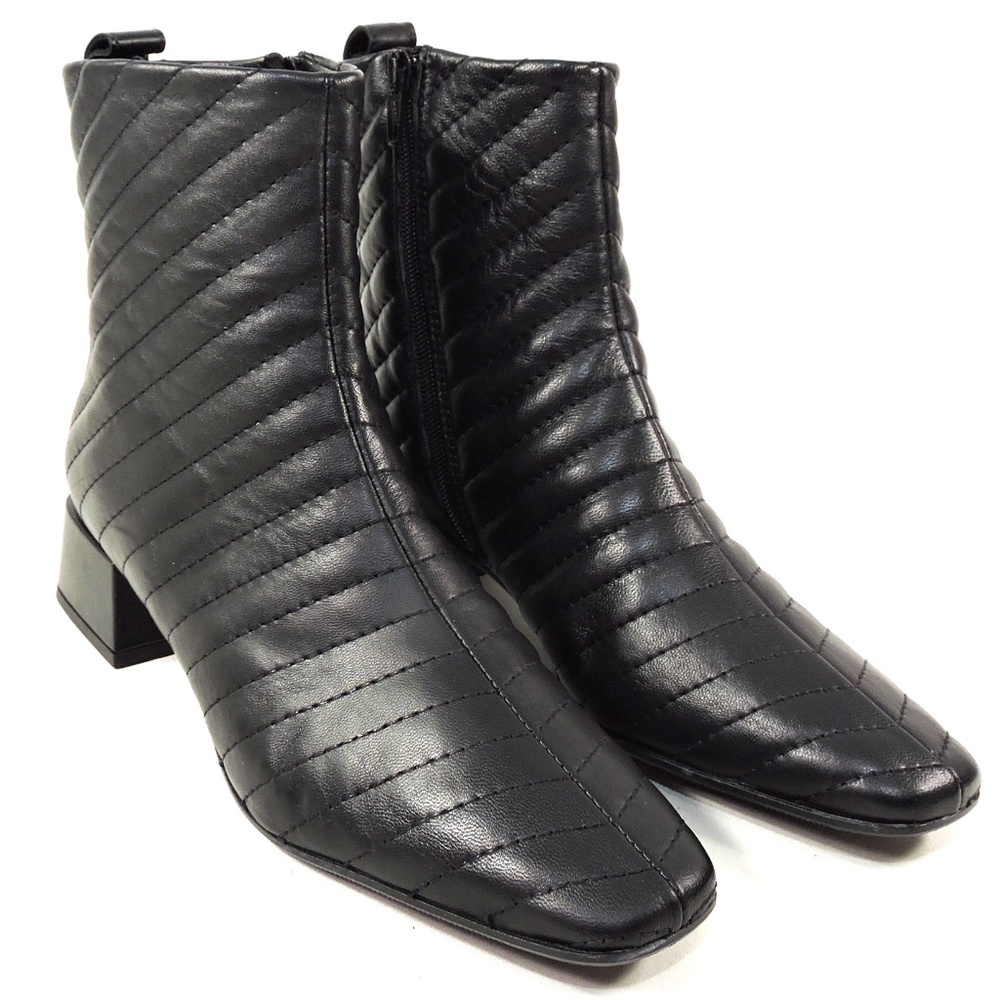 NAPOLEONI 🇮🇹 WOMEN'S BLACK SOFT LEATHER COMFORT ANKLE BOOTIE - Picture 2 of 8